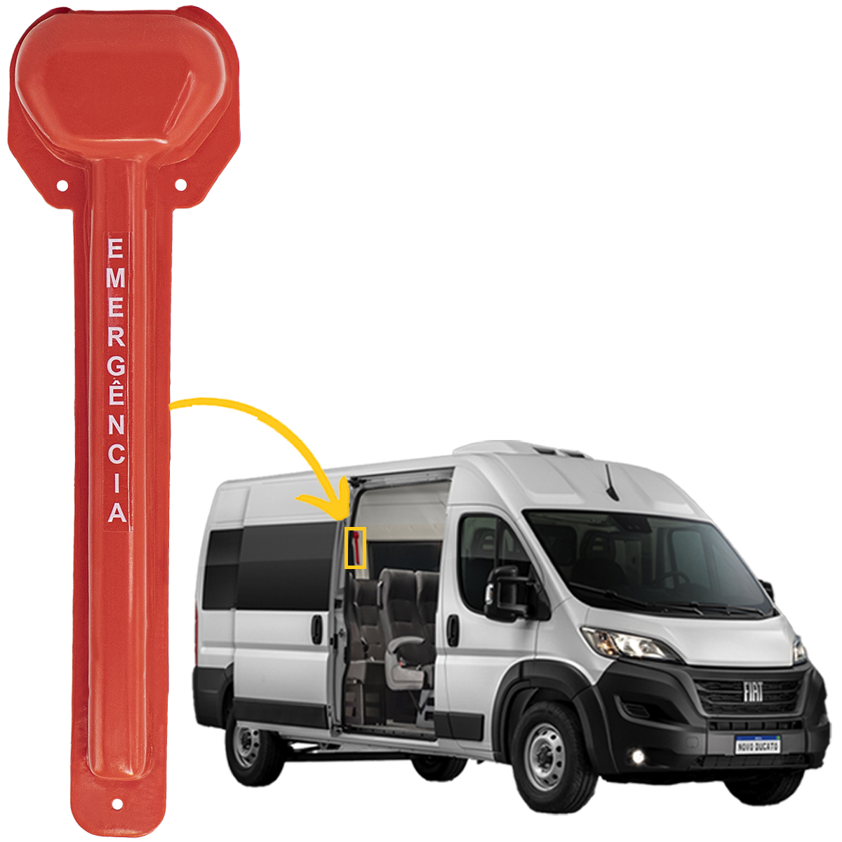 LACRE UNIVERSAL MARTELO EMERGÊNCIA QUEBRA VIDRO VANS ONIBUS - Imagem 4