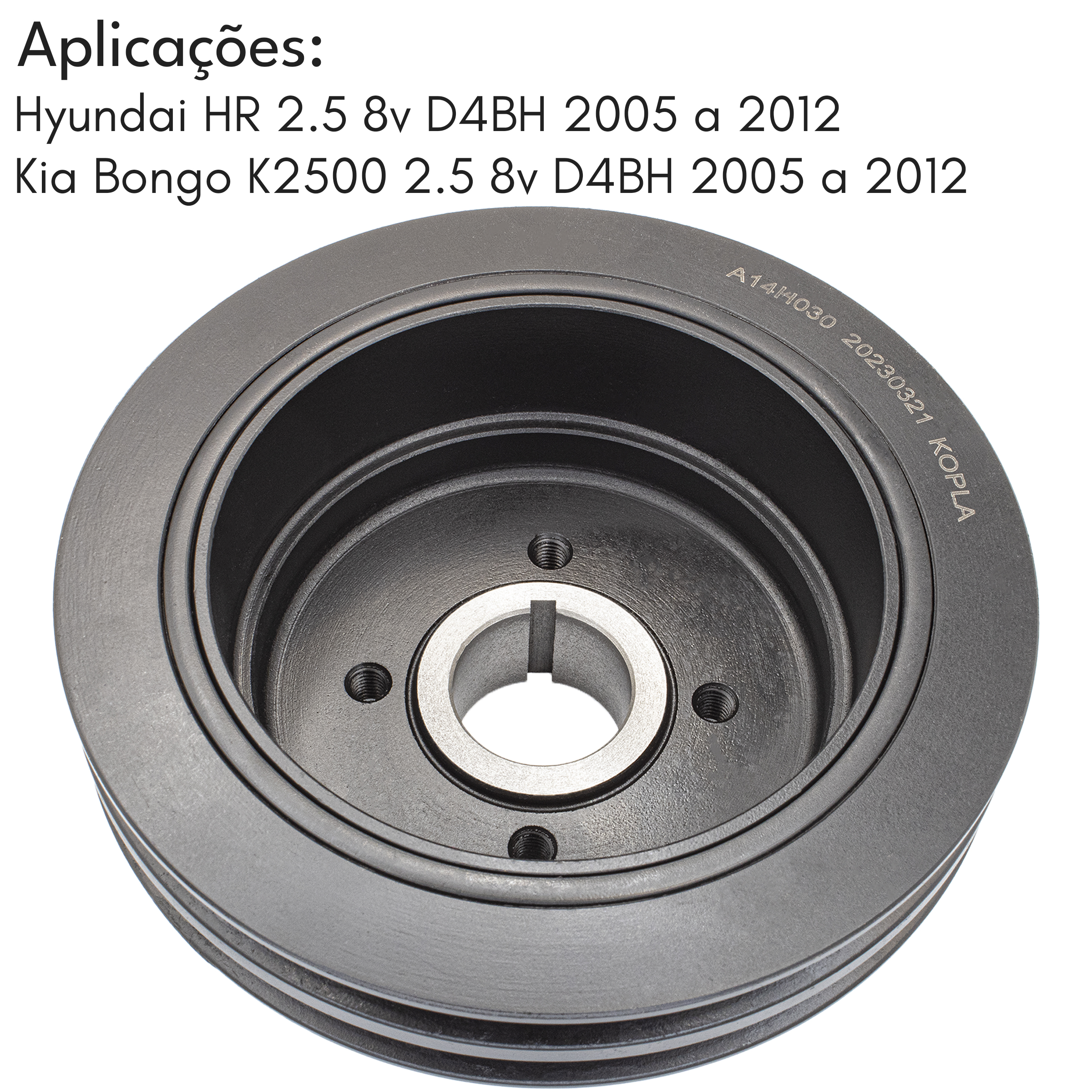 POLIA VIRABREQUIM HYUNDAI HR BONGO K2500 2.5 8V 2005 A 2012 - Imagem 2