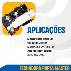FECHADURA PORTA DIANT ESQ RENAULT MASTER 2.5 2.8 2002 A 2012