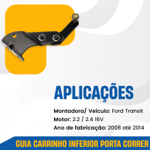 GUIA CARRINHO INFERIOR PORTA CORRER FORD TRANSIT 2008 A 2014