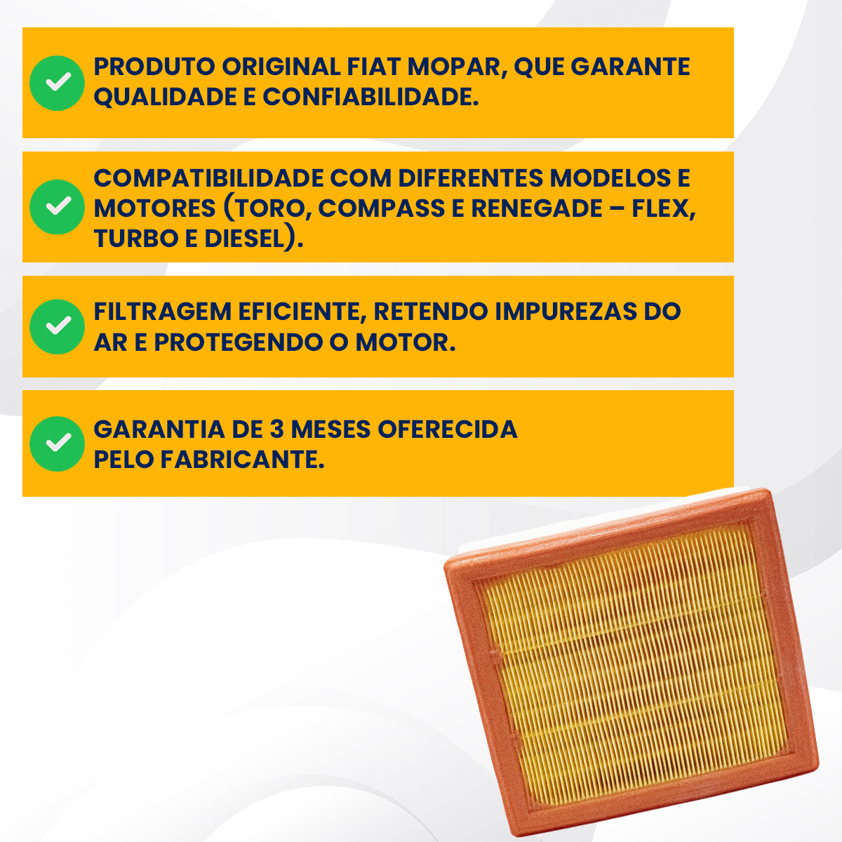 FILTRO AR MOTOR ORIGINAL COMPASS TORO RENEGADE 1.8 2.0 MOPAR - Imagem 5