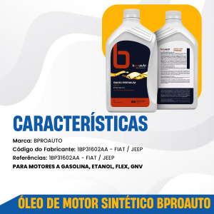 ÓLEO DE MOTOR SINTÉTICO BPROAUTO 5W30 PREMIUM GF-6 12X FIAT