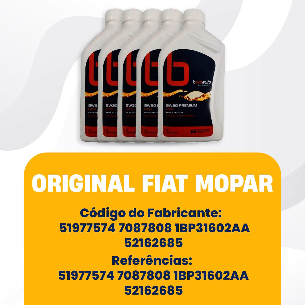 5 LITRO ÓLEO 5W30 100% SINTÉTICO FIAT TORO JEEP RENEGADE 1.8 - Imagem 3