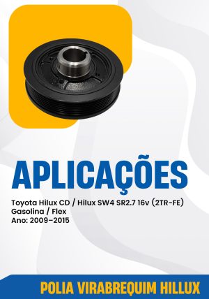 POLIA VIRABREQUIM TOYOTA HILLUX SW4 2.7 FLEX 2009 A 2016 A14T050