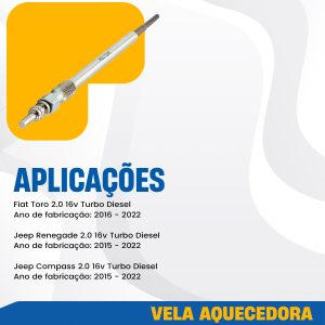VELA AQUECEDORA FIAT TORO JEEP RENEGADE JEEP COMPASS 2.0 16V TURBO DIESEL 2015 A 2021 007228800
